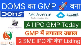 DOMS IPO  Net Avenue Technologies IPO  Accent Microcell IPO  Sheetal Universal IPO [upl. by Eelrak684]