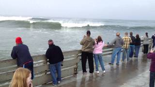 Big Waves High Tide Ocean Beach Pier San Diego Jan 7 2012 [upl. by Sheeb598]