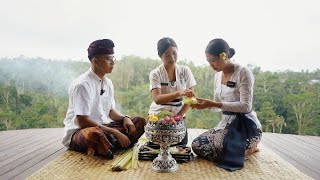 The Kayon Jungle Resort  Making Balinese Offering [upl. by Nobe]