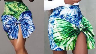 HOW TO MAKE A MINI SKIRT WITH FRONT SLIT AND BOWBeginners friendly miniskirt skirttutorial [upl. by Ycul]