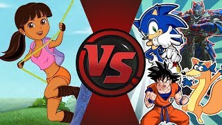 LIVE ACTION DORA MOVIE CELEBRATION Dora vs Sonic Forces Swiper Goku Optimus Prime  Animation [upl. by Catt560]