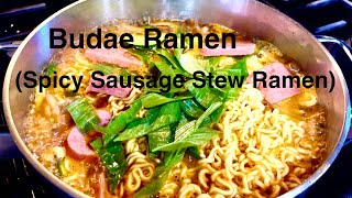 KArmy Stew Ramen l Simple Version l Budae Ramen 부대라면 l Spicy Sausage Stew Ramen [upl. by Hakvir]