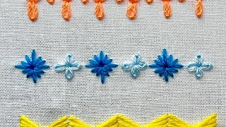 Border Embroidery How to border clothing Borderline for handkerchief napkin Border Designs Ideas [upl. by Platus511]