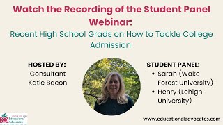 Student Panel Webinar Recent High School Grads on How to Tackle College Admission [upl. by Nations]