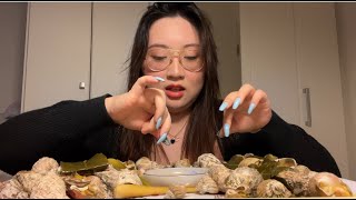 BABYLONIA SNAILS ASMR MUKBANG  Seafood  Snails eating show  chili fish sauce eating food [upl. by Ahcrop]