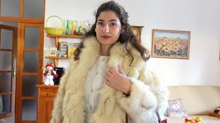 ASMR FUR COATS Try on and NEW GLOVES antelope leather leather indian bag fabric sounds [upl. by Aia]