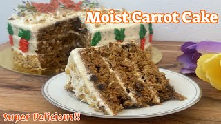 CARROT CAKE MOIST CARROT CAKE WITH CREAM CHEESE FROSTING RECIPE mpcooks [upl. by Enileda]