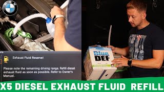 BMW X5 35D E70 Diesel Exhaust Fluid Refill [upl. by Chaille663]