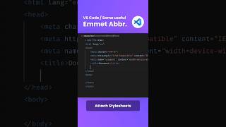 Html Boilerplate in Vscode Emmet Abbreviations shorts htmlelements [upl. by Rebeka26]