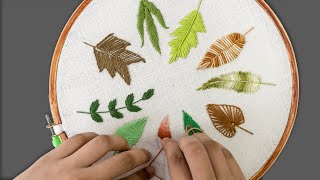 How to embroider leaves 10 ways  Easiest leaf stitch tutorial [upl. by Egas722]