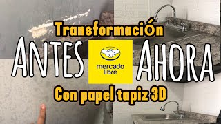 TRANSFORMACIÓN DE MI PEQUEÑA COCINA CON PAPEL TAPIZ 3D  casa 🏠 Infonavit [upl. by Sices362]