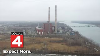 Smokestacks scheduled to be demolished at DTE Energys Trenton Channel Power Plant [upl. by Latrena195]