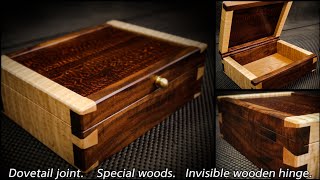 ⚡ The Special Wooden Box  Invisible Wooden Hinge  Using basic tools  Dovetail Joints [upl. by Alegna]