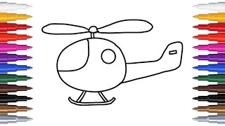 How to draw a helicopter  Helicopter Drawing  Easy drawing  Kids Nursery Rhymes  Preschool [upl. by Banks381]