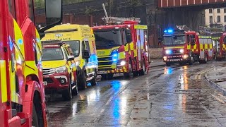 Rescue Fire crews respond to major incident after man is trapped by flood water Leeds [upl. by Ailyt]