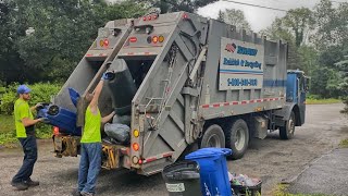 Ex Lexington KY Mack LEU Split Heil Formula Rearloader on Heavy Manual Trash and Recycling [upl. by Cony]