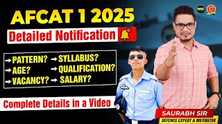 AFCAT 1 2025 Notification Out  AFCAT 1 2025 Age Syllabus Cutoff Pattern Salary  AFCAT Coaching [upl. by Amethist]