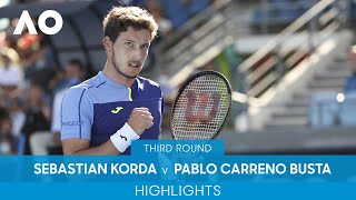 Sebastian Korda v Pablo Carreno Busta Highlights 3R  Australian Open 2022 [upl. by Ahola]