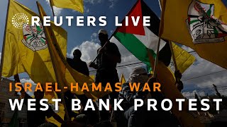 LIVE Palestinians demonstrate against the war in the West Bank [upl. by Yraunaj]