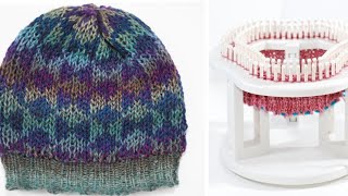 Loom knit mirage hat using KB Rotating double knit loom [upl. by Ranite]