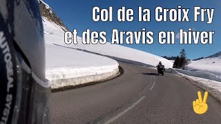 Col de la Croix Fry et des Aravis en hiver KTM 390 Duke et Triumph 800 Tiger [upl. by Nohsar]