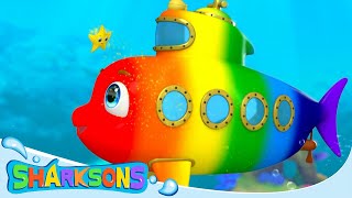 Rainbow Submarine Fun  Videos for Kids  Nursery Rhymes amp Kids Songs  The Sharksons [upl. by Marquita]