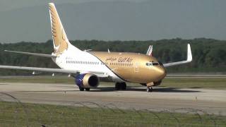 Gulf Air PrivatAir 737700 BBJ take off rwy 23 at Geneva Cointrin GVALSGG [upl. by Annad]