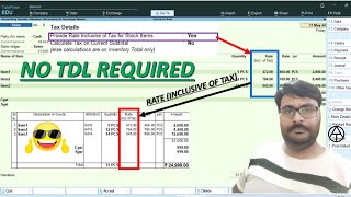 Rate of Inclusive Tax in Tally Prime 50  No Need TDL  anuragtiwari7149 [upl. by Berkie]