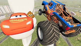 Epic High Speed Jumps Into GIANT Lightning McQueen Toilet  BeamNG Drive [upl. by Asle376]