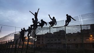 Moroccan police stop hundreds of migrants from entering Spanish enclave of Ceuta [upl. by Enileve]