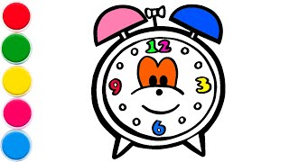 Alarm Clock Drawing Painting and Coloring  Step by Step [upl. by Aiuqat21]