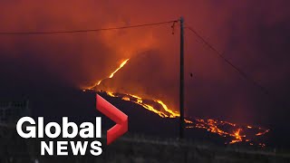 La Palma volcano Redhot lava flows down slopes plumes of ash rise as eruption continues  FULL [upl. by Moses477]