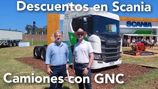 SCANIA OFRECE EN EXPOAGRO 2024 UN TOTAL DE 25 CAMIONES CON GNC 0 KM CON DESCUENTO Y FINANCIACIÓN [upl. by Ronn]