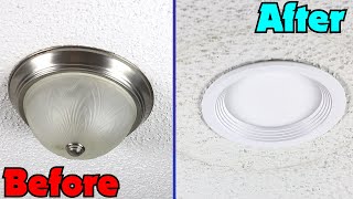 How to Install LED Canless Recessed lighting  Upgrade Flush Mounted Lights [upl. by Ariayek]