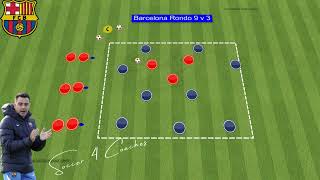 🔴 FC Barcelona  Amazing Rondo 9v3 by Xavi 🔵 [upl. by Mcclenon]