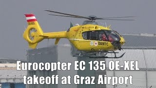 ÖAMTC Eurocopter EC 135 Christophorus 12 takeoff at Graz Airport  OEXEL [upl. by Naivad]