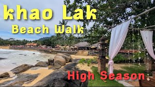 Relaxing Beach Walk in Khao Lak Wanaburee Resort to Baan Khaolak in high season [upl. by Nosro]