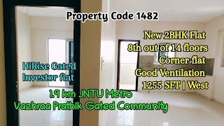 Code 1482  New 2BHK investor flat HiRise Gated  19 km JNTU Metro  Vazhraa Prathik [upl. by Nasas]