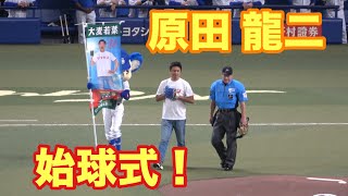 俳優の原田龍二さんによる始球式！100kmhを目標に投球！（2024622） [upl. by Tat]