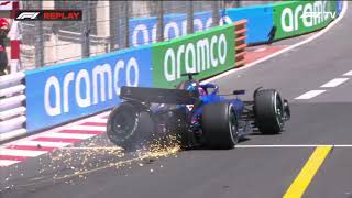 Alex Albon hits the wall hard  F1 2023 Monaco GP FP1 [upl. by Iman317]