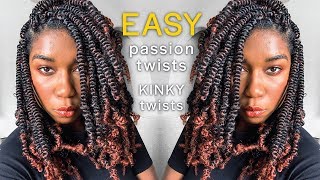 EASY PASSION SPRING TWISTS  NO Crochet NO Rubber Band  Kinky Twist Method For Beginners [upl. by Jayson]