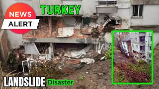 Crazy Landslide rips through the back two stories of Apartment building and comes out front Turkey [upl. by Yhtomot]