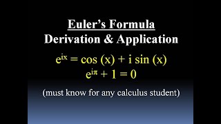 Eulers Formula Basic Application amp Formula Derivation Calculus Approach [upl. by Yvonne]