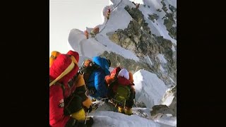 Forming an orderly queueon Mount Everest [upl. by Ragnar]