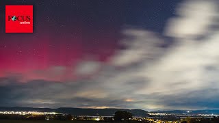 Seltenes Naturschauspiel Videos zeigen Polarlichter über Deutschland [upl. by Boyse374]