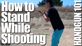 How to Stand When Firing a Pistol Shooting Stance  Handgun 101 with Top Shot Chris Cheng [upl. by Yenalem317]