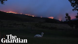 Firefighters tackle Manchester moorland fire [upl. by Abbub627]