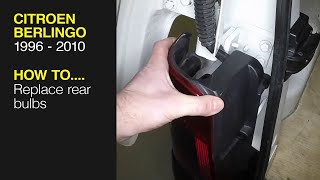 Citroen Berlingo  Peugeot Partner 19962010  How to replace the rear light bulbs  Haynes Manual [upl. by Kimmi]