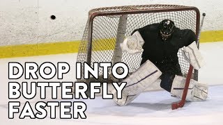 Off Ice Goalie Training How to drop into your butterfly faster [upl. by Ijuy]