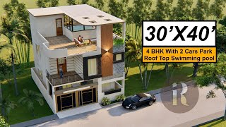 30X40 Duplex House design  1200 Sqft House Plan  9X12 Meters House Design with walkthrough [upl. by Ryder]